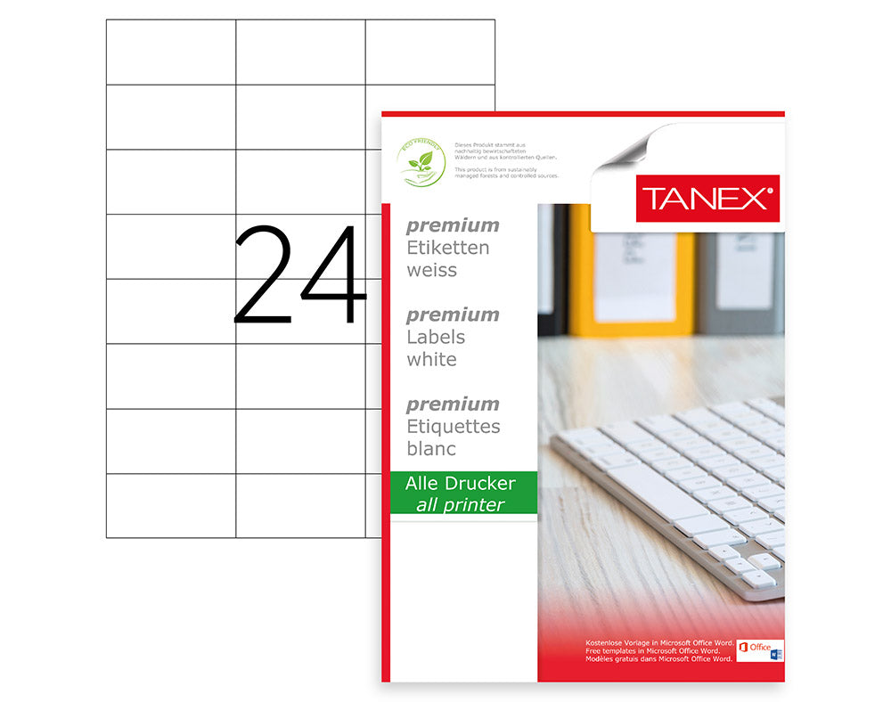 ETICHETE 24/A4 70*37.125MM COLTURI DREPTE 25/TOP TANEX ETICHETE 24/A4 70*37.125MM COLTURI DREPTE 25/TOP TANEX